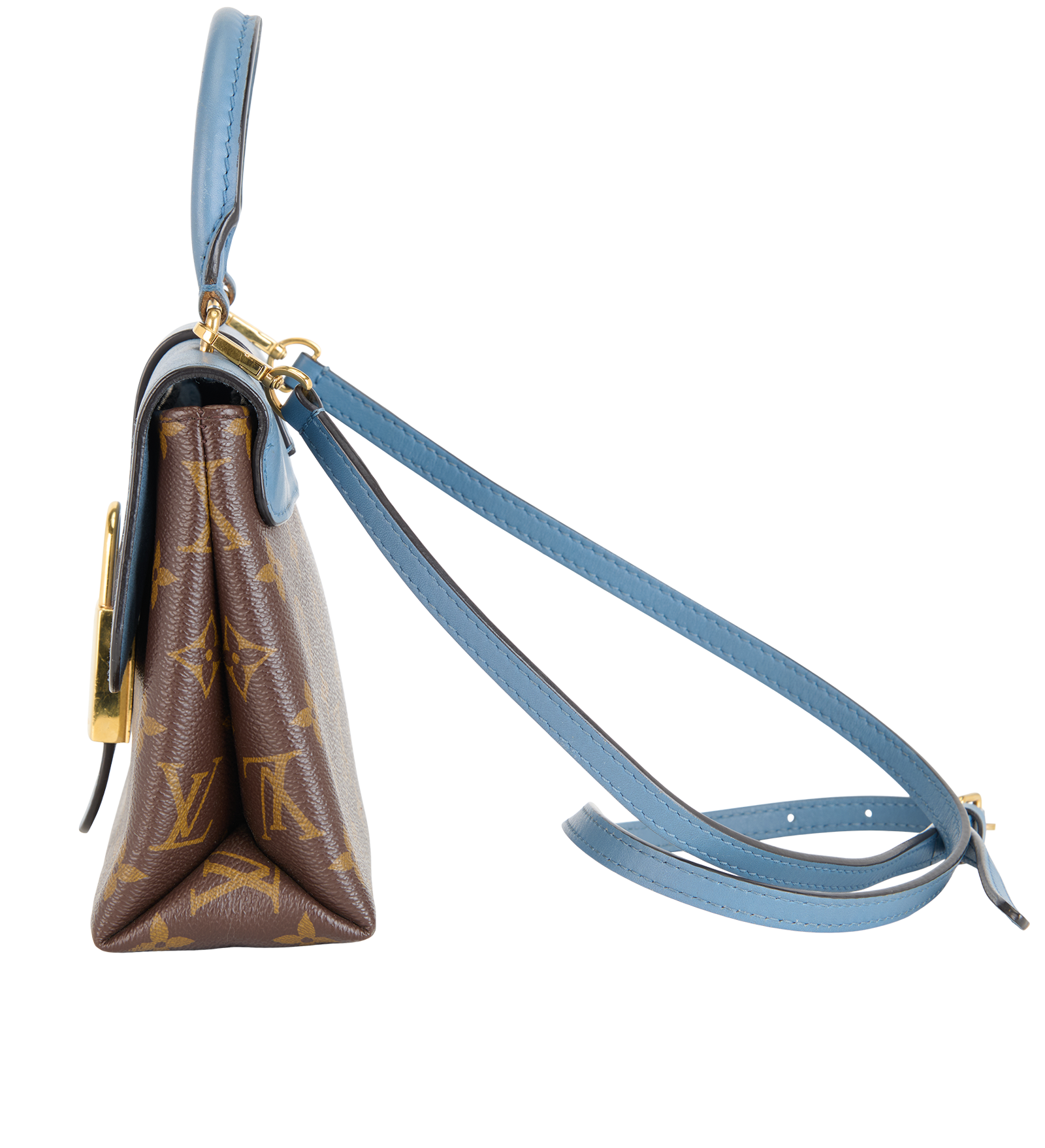 Locky BB, &pound;475, Handbags, Blue/Brown, Canvas/Leather, Bottom view